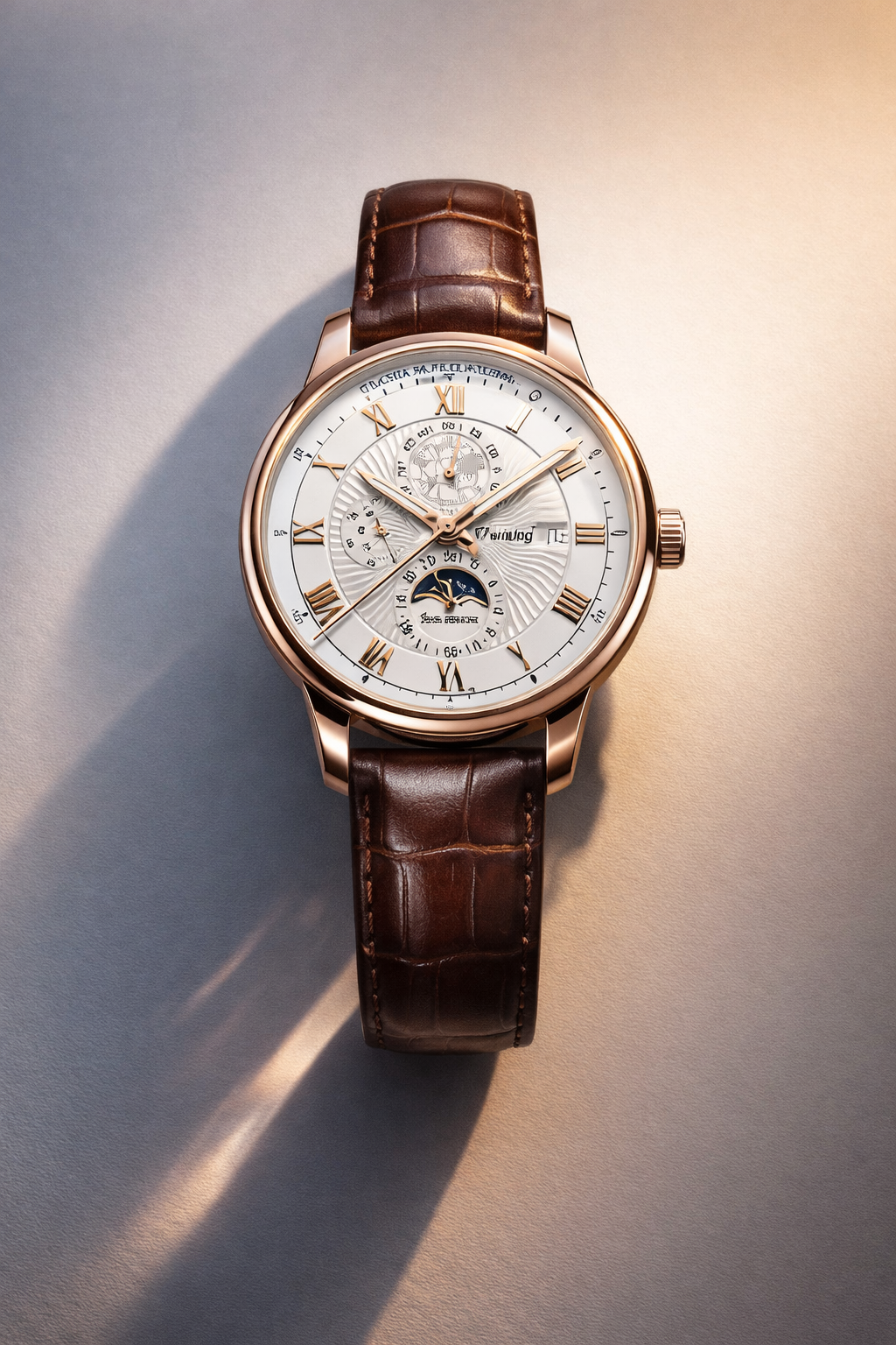 Command Attention With This Men’s Luxury Rose Gold Moonphase Watch Rare Find