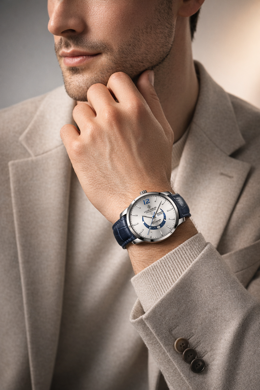 Belong To The Elite With This Men Luxury Leather Moonphase Watch Limited Edition