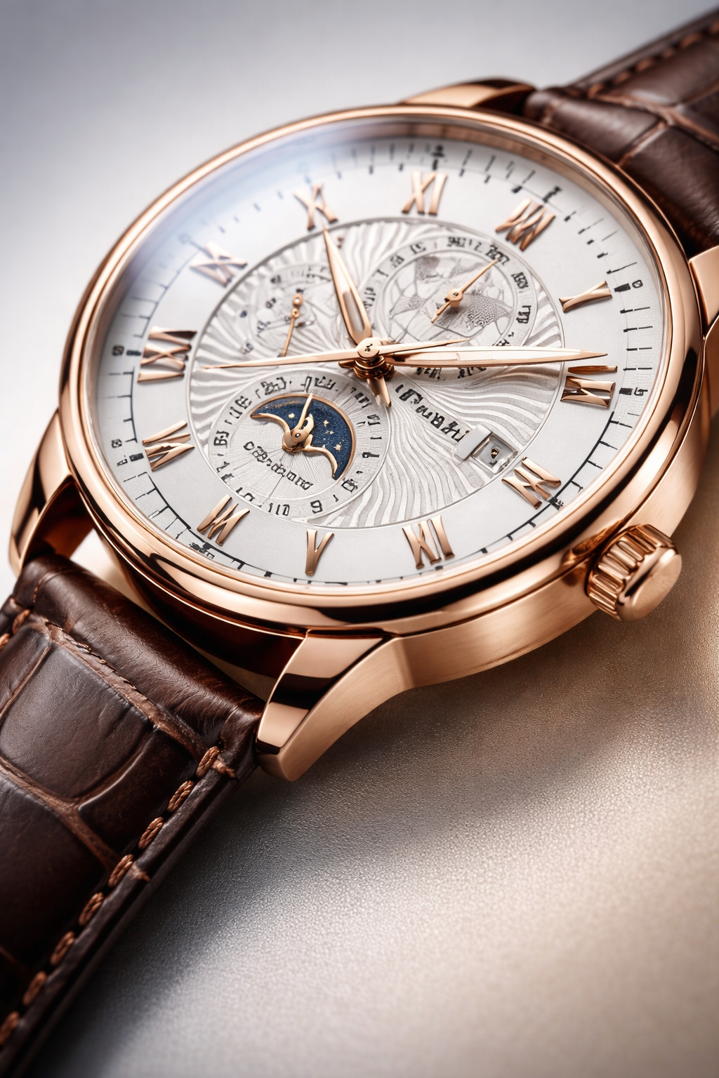 Command Attention With This Men’s Luxury Rose Gold Moonphase Watch Rare Find