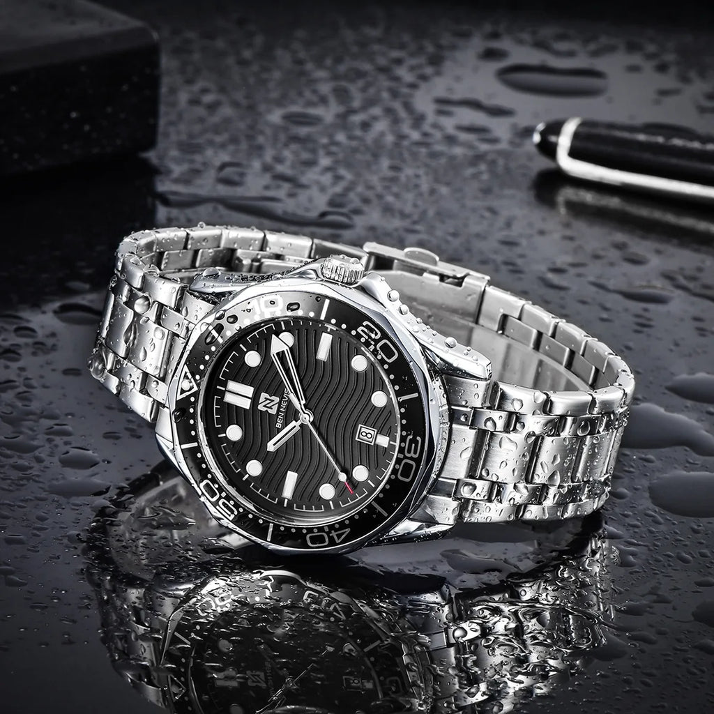 Men Sport Watch Luxury Watch Men Wristwatch Install Quartz Movement Stainless Steel Strap Diving Men Wristwatch