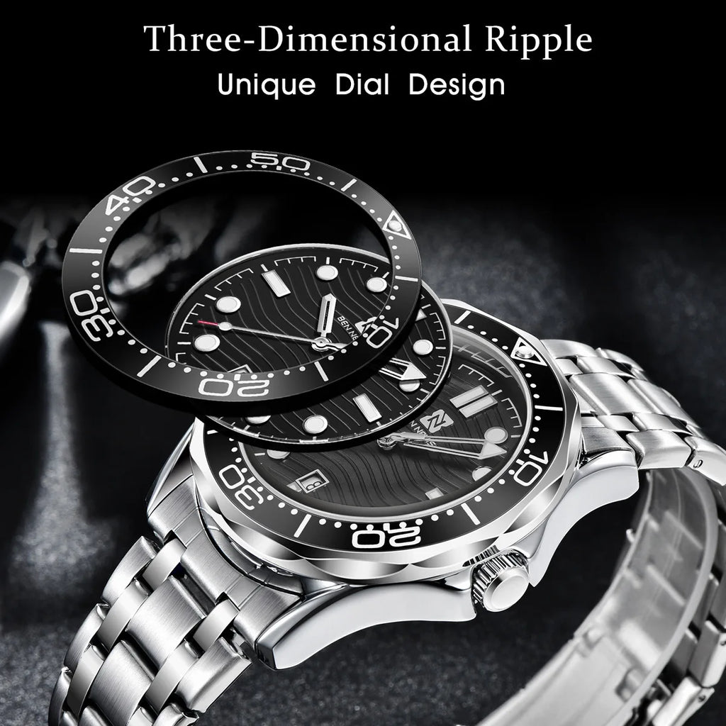 Men Sport Watch Luxury Watch Men Wristwatch Install Quartz Movement Stainless Steel Strap Diving Men Wristwatch