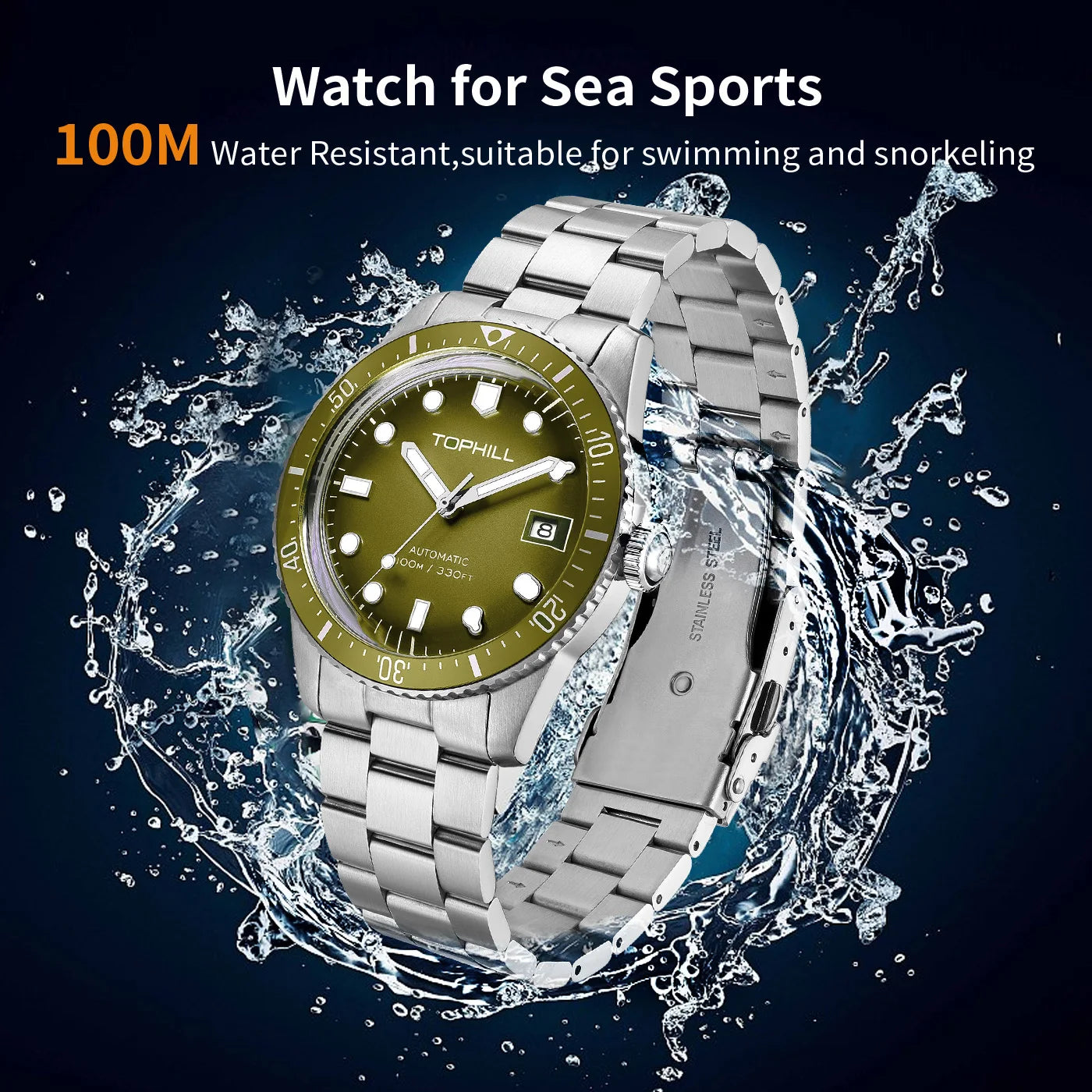 TOPHILL Mechanical watch Men's Watches  Business Watches NH35 Automatic Movement  watch Dive watch men