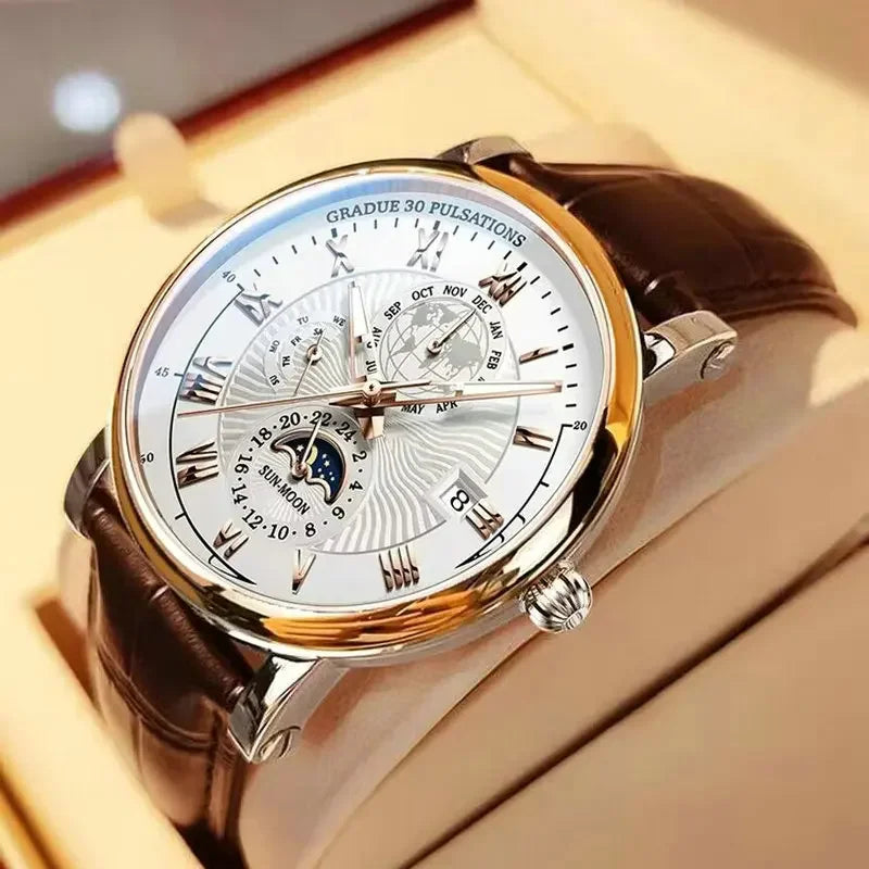 2026 Men Watch Fashion Top Luxury Sport Men's Wristwatch Waterproof Luminous Leather Date Quartz Watches Man clock